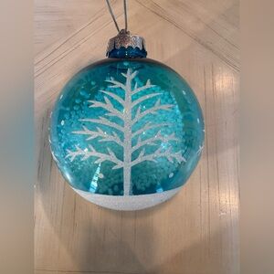 8″ Hand-Painted Blue Snowball Ornament – Large Holiday Decoration
